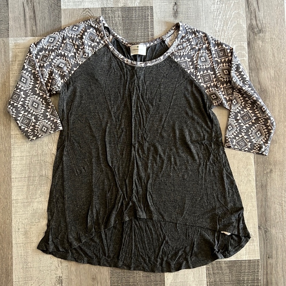 THREADS Studio Aztec Baseball Tunic Hi-Lo Tee - Picture 2 of 9
